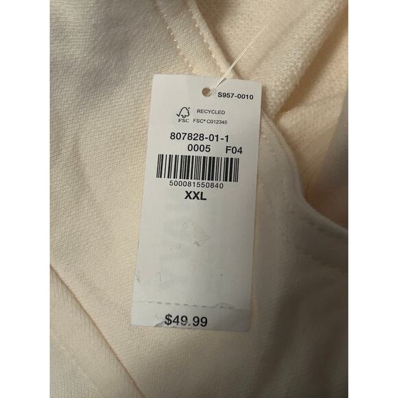 NWT Old Navy Men's Cream Color Long Sleeve Pullover 1/4 Zip Pocket Size XXL - Picture 4 of 6